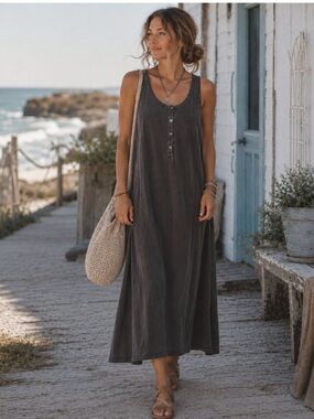 THE GREAT. Slim Henley Tank Dress